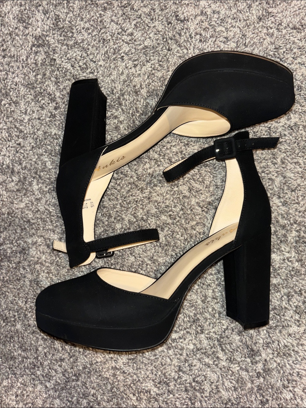 Ankis Women’s Black Platform Block Heel with Ankle Strap